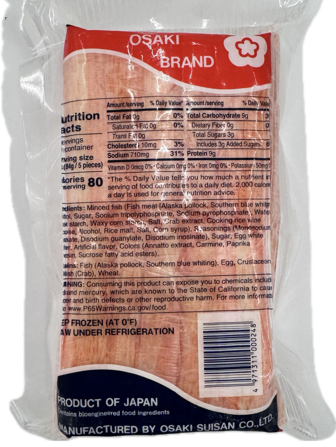 Osaki Fish Cake Crab Sticks ( Kanikama ) 8 * 1.1 LBS / Case