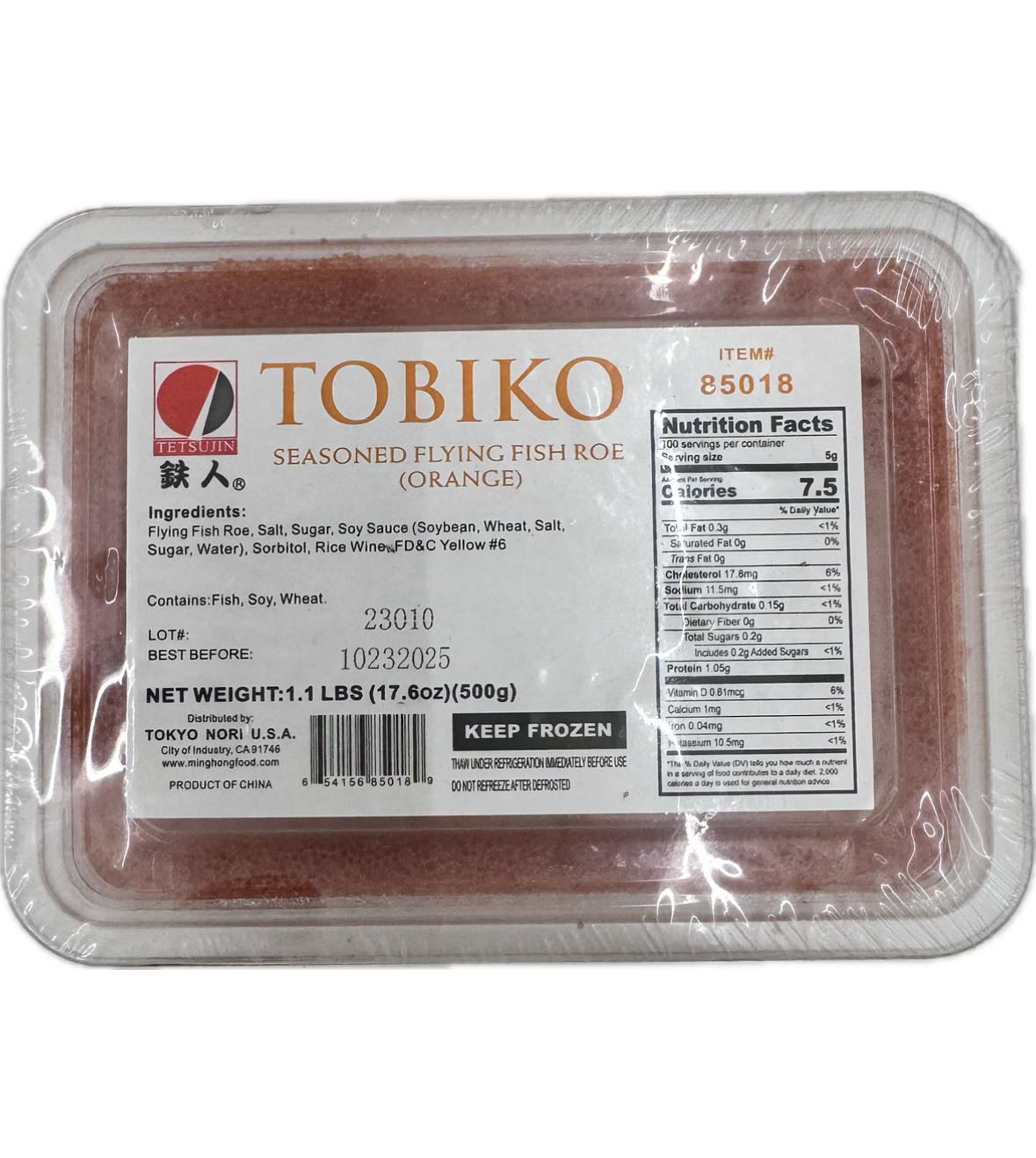 TOBIKO Seasoned Flying Fish Roe ( Orange ) 3*1.1 LB / Box