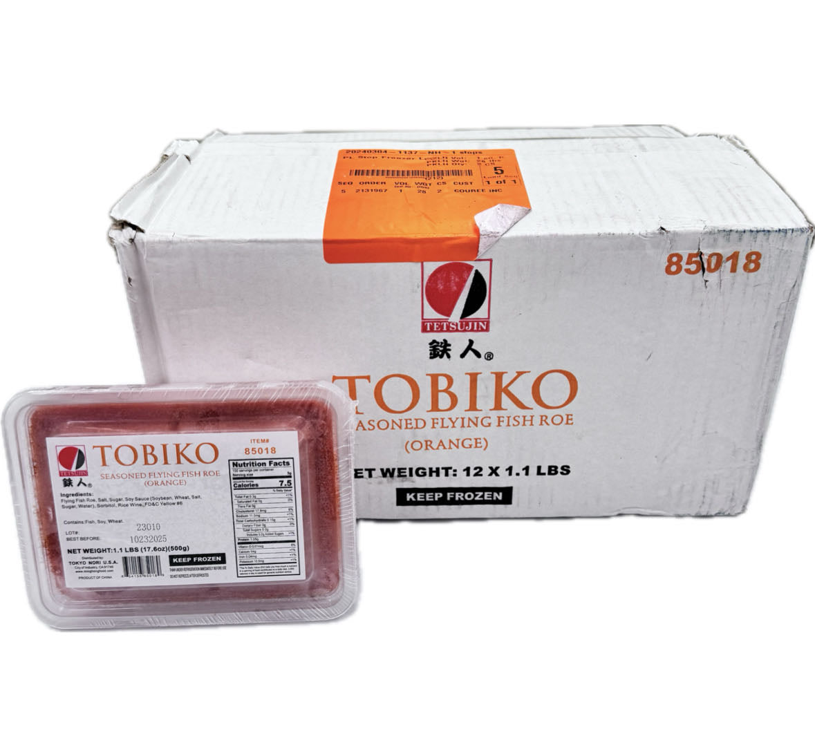TOBIKO Seasoned Flying Fish Roe ( Orange ) 3*1.1 LB / Box