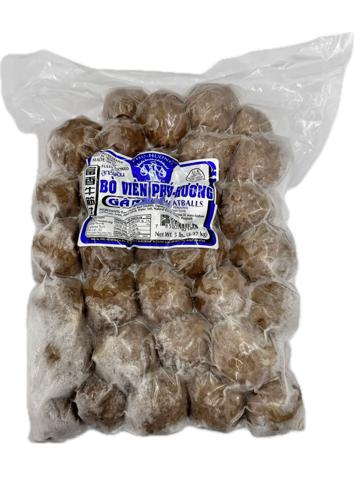 BO VIEN PHU-HUONG Beef Meatballs (with beef tendons) 2 * 5 LBS / Case
