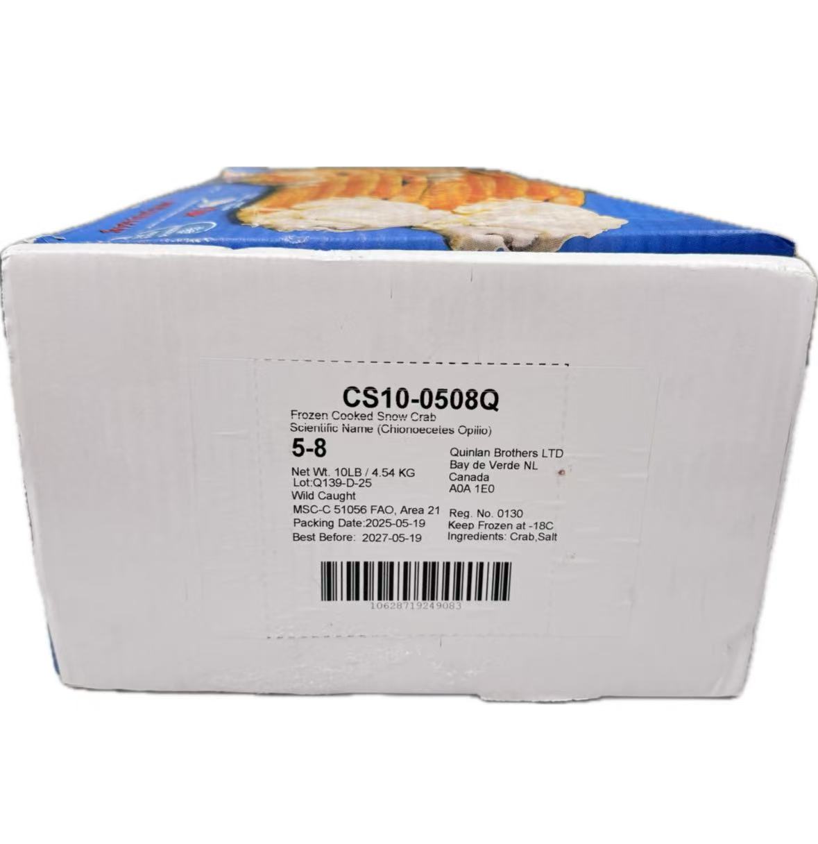 Frozen Cooked Canada Snow Crab ( size 5-8 , 10 lb / case )
