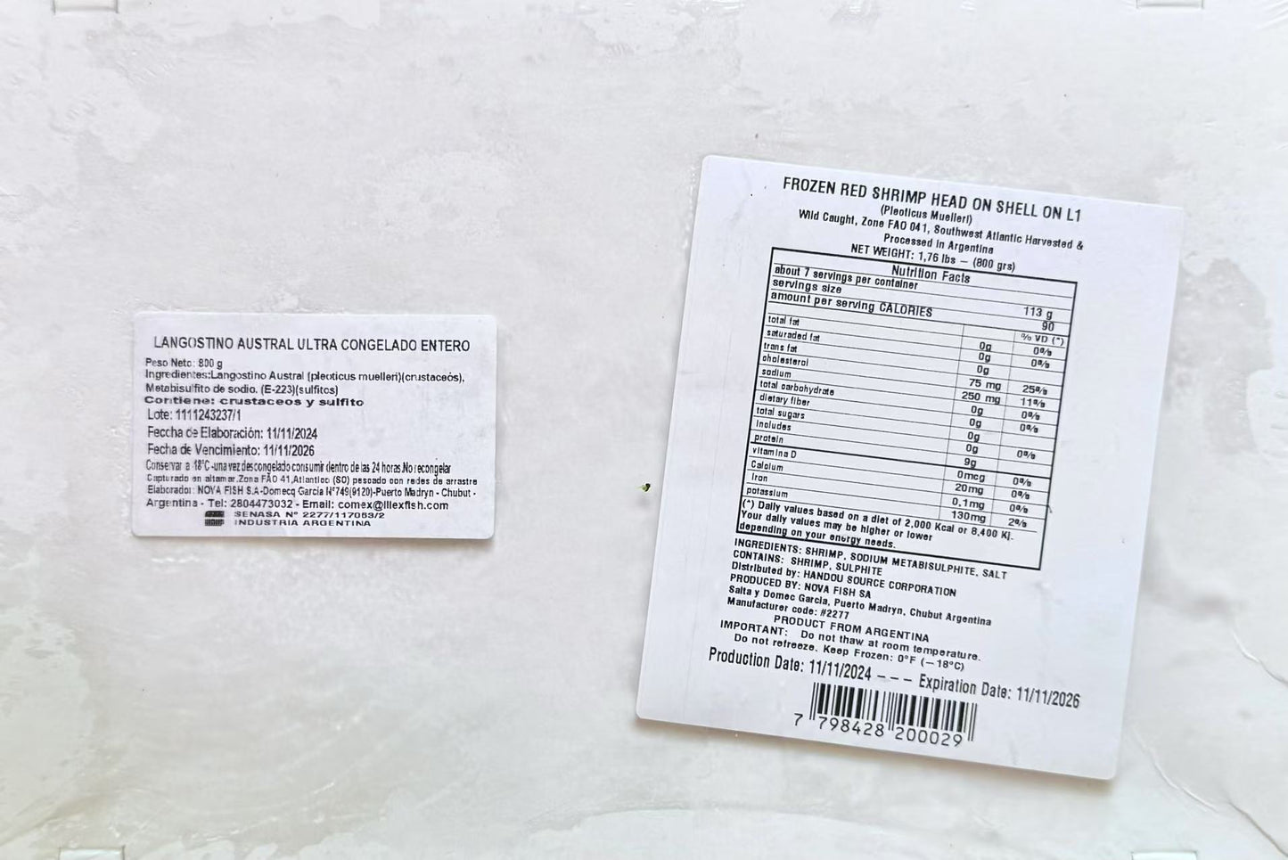 Frozen Wild Caught Red Shrimp Langostinos Congelados  1.76 lbs * 3 boxes